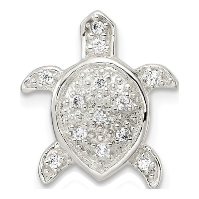 Sterling Silver CZ Turtle Slide Pendant