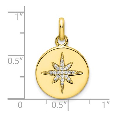 Gold-Plated Sterling Silver CZ Star Disc Pendant – view 3