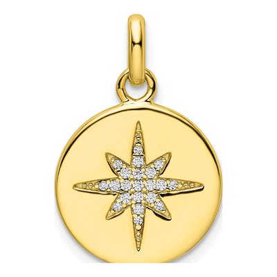 Gold-Plated Sterling Silver CZ Star Disc Pendant