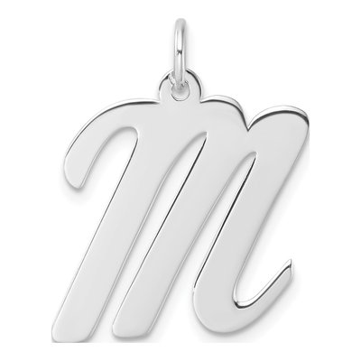 Sterling Silver Large Script Letter M Charm