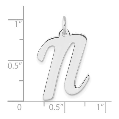 Sterling Silver Script Letter N Pendant – view 5