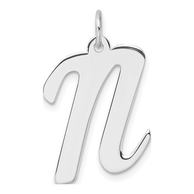 Sterling Silver Script Letter N Pendant