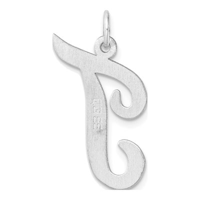 Sterling Silver Script Letter T Charm – view 4