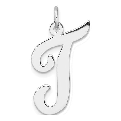 Sterling Silver Script Letter T Charm