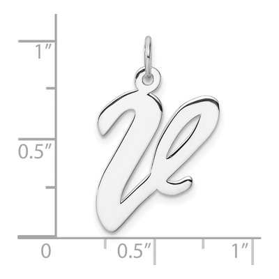 Sterling Silver Script Letter V Charm – view 5
