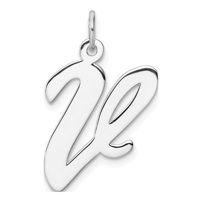 Sterling Silver Script Letter V Charm