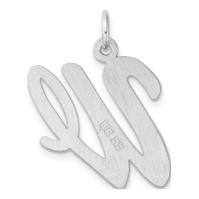 Sterling Silver Script Letter W Pendant – view 4