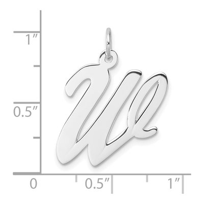 Sterling Silver Script Letter W Pendant – view 5