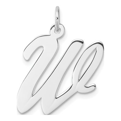 Sterling Silver Script Letter W Pendant