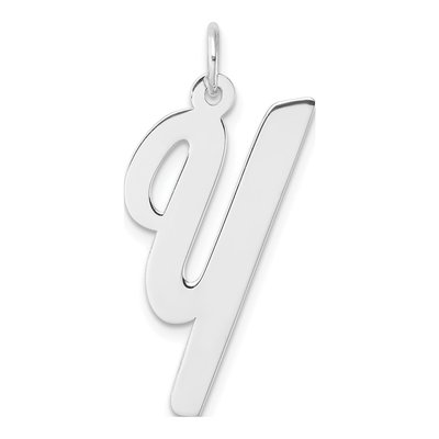 Sterling Silver Script Letter Y Pendant