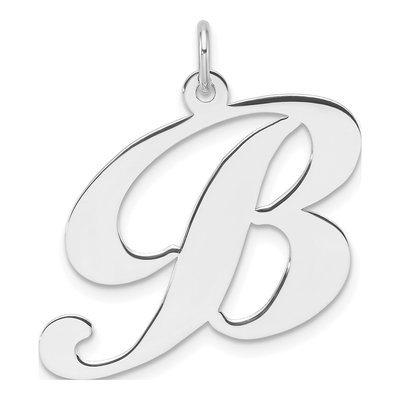 Sterling Silver Fancy Script Letter B Charm