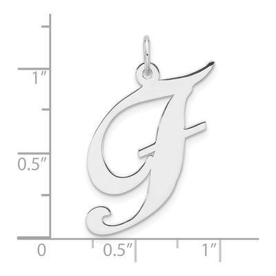 Sterling Silver Script Letter F Pendant – view 5