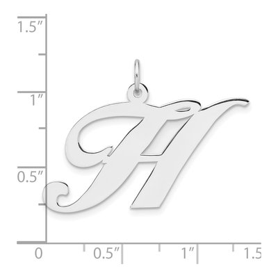 Sterling Silver Script Letter H Pendant – view 5