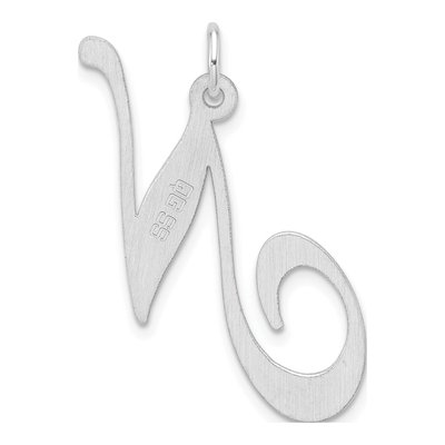Sterling Silver Script Letter N Charm – view 4