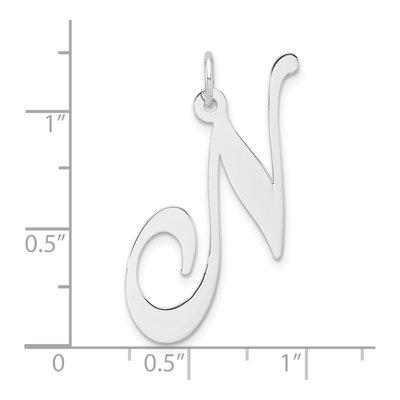 Sterling Silver Script Letter N Charm – view 5