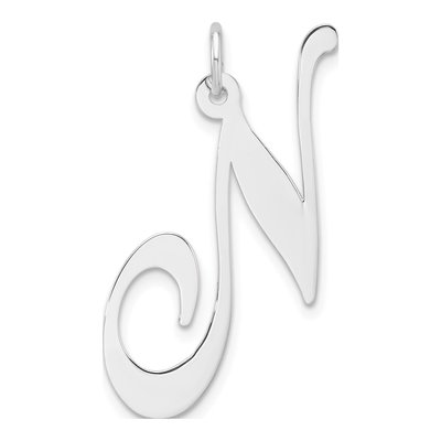 Sterling Silver Script Letter N Charm