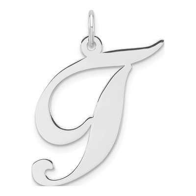 Sterling Silver Script Letter T Pendant