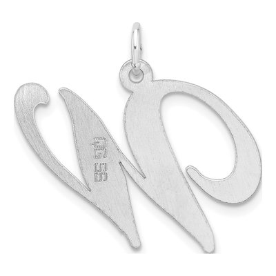 Sterling Silver Script Letter W Pendant – view 4