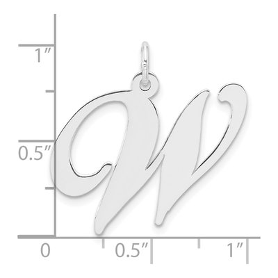 Sterling Silver Script Letter W Pendant – view 5