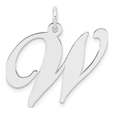 Sterling Silver Script Letter W Pendant