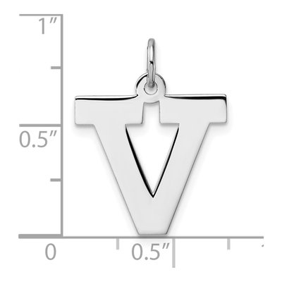 Sterling Silver Block Letter V Charm – view 5