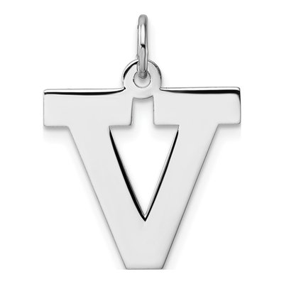 Sterling Silver Block Letter V Charm