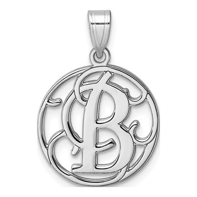 Sterling Silver Script Letter B Pendant
