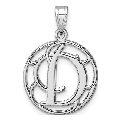Sterling Silver Script Letter D Pendant