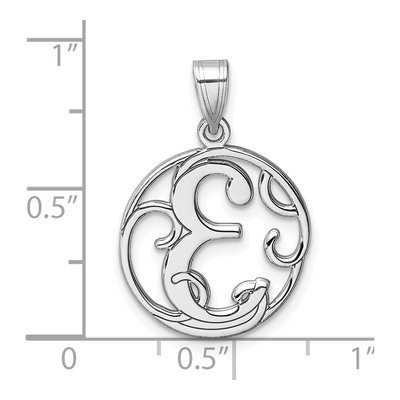 Sterling Silver Script Letter E Pendant – view 5