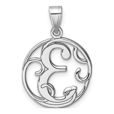 Sterling Silver Script Letter E Pendant