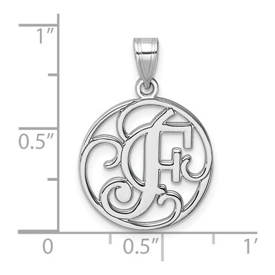 Sterling Silver Script Letter F Pendant – view 5