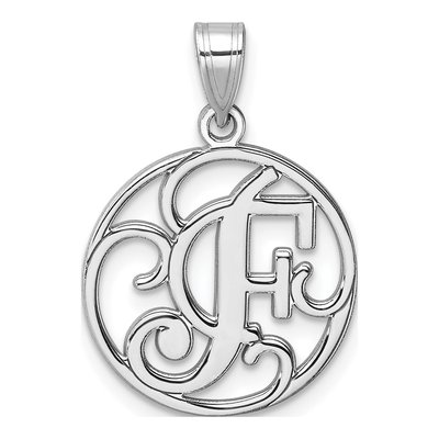 Sterling Silver Script Letter F Pendant