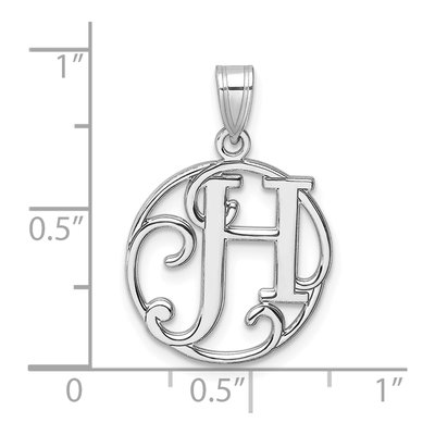 Sterling Silver Small Script Letter H Pendant – view 5