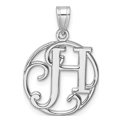 Sterling Silver Small Script Letter H Pendant