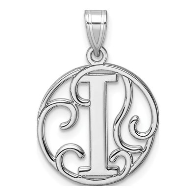 Sterling Silver Script Initial I Pendant