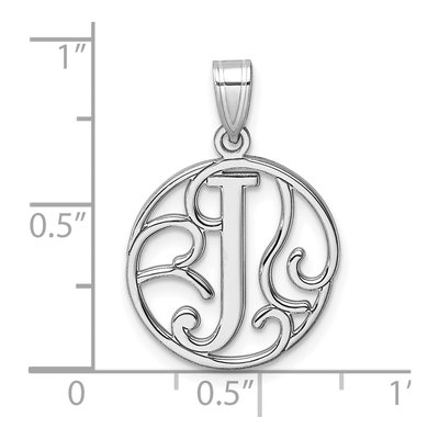 Sterling Silver Script Letter J Pendant – view 5