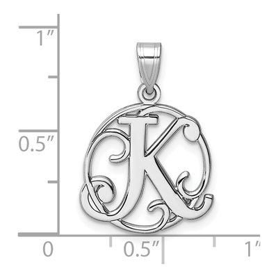 Sterling Silver Letter K Pendant – view 5