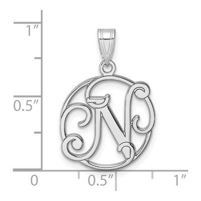 Sterling Silver Letter N Pendant – view 5