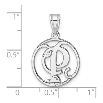 Sterling Silver Script Letter P Pendant – view 5