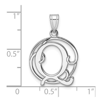Sterling Silver Letter Q Pendant – view 5