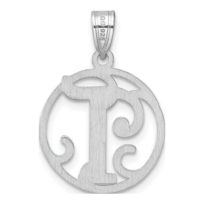 Sterling Silver Script Letter T Pendant – view 4