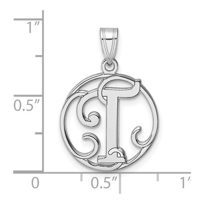 Sterling Silver Script Letter T Pendant – view 5