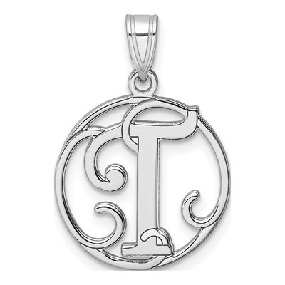 Sterling Silver Script Letter T Pendant