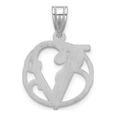 Sterling Silver Script Letter V Pendant – view 4