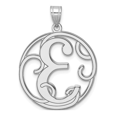Sterling Silver Script Letter E Pendant