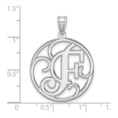 Sterling Silver Script Letter F Pendant – view 5