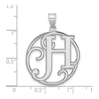 Sterling Silver Large Script Letter H Pendant – view 5