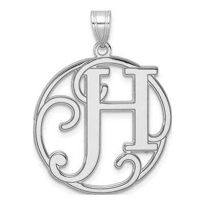 Sterling Silver Large Script Letter H Pendant