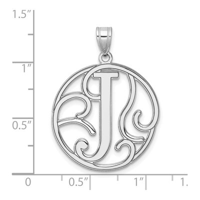 Sterling Silver Script Letter J Pendant – view 5