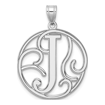 Sterling Silver Script Letter J Pendant
